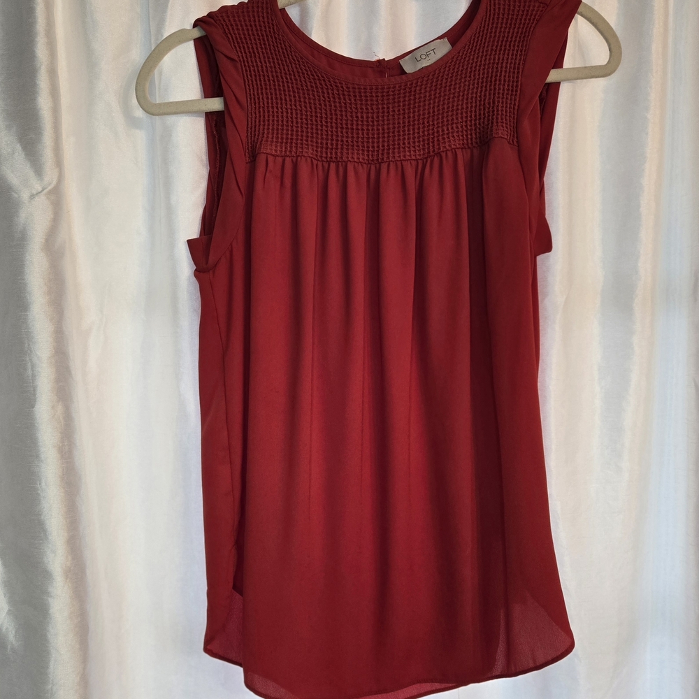 LOFT Rich Red Sleeveless Blouse